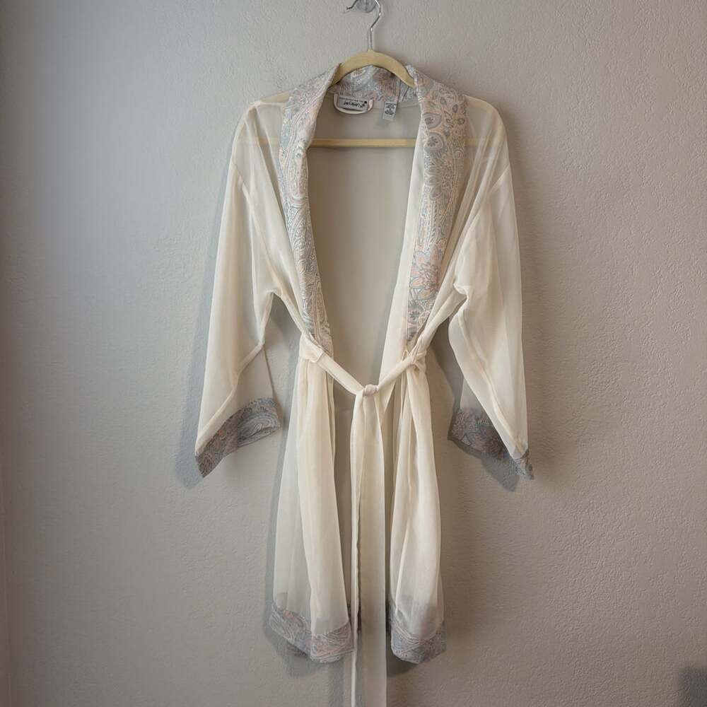 Vintage Lord & Taylor Sheer Paisley Nightgown Robe dainty romantic sleepwear S